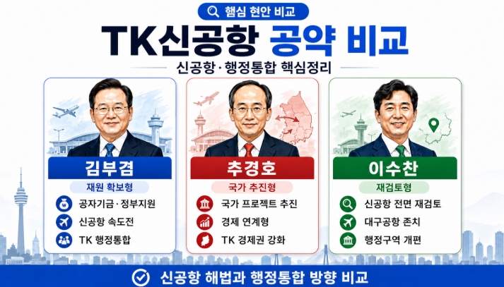 2026 대구시장 후보 공약 비교 김부겸 추경호 이수찬 핵심정리