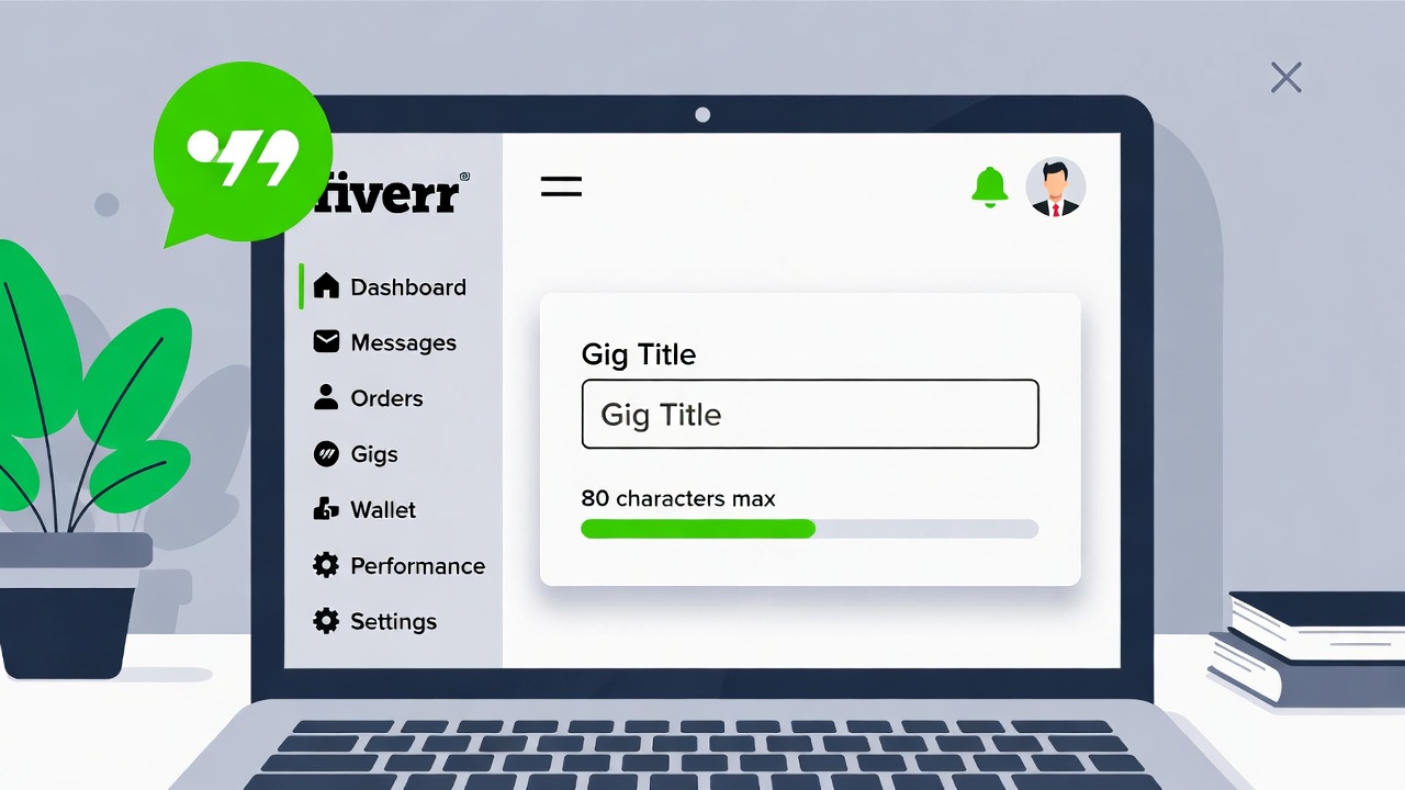 Fiverr gig title maximum characters official limit shown on Fiverr gig creation screen