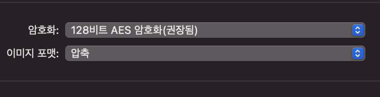 디스크 유틸리티 설정 예시