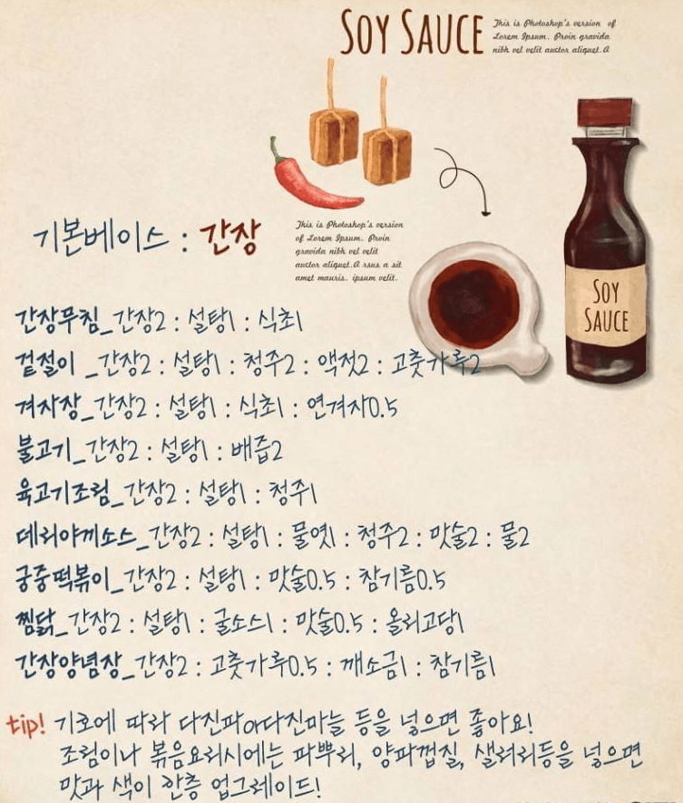 간장 베이스 양념장 황금비율
