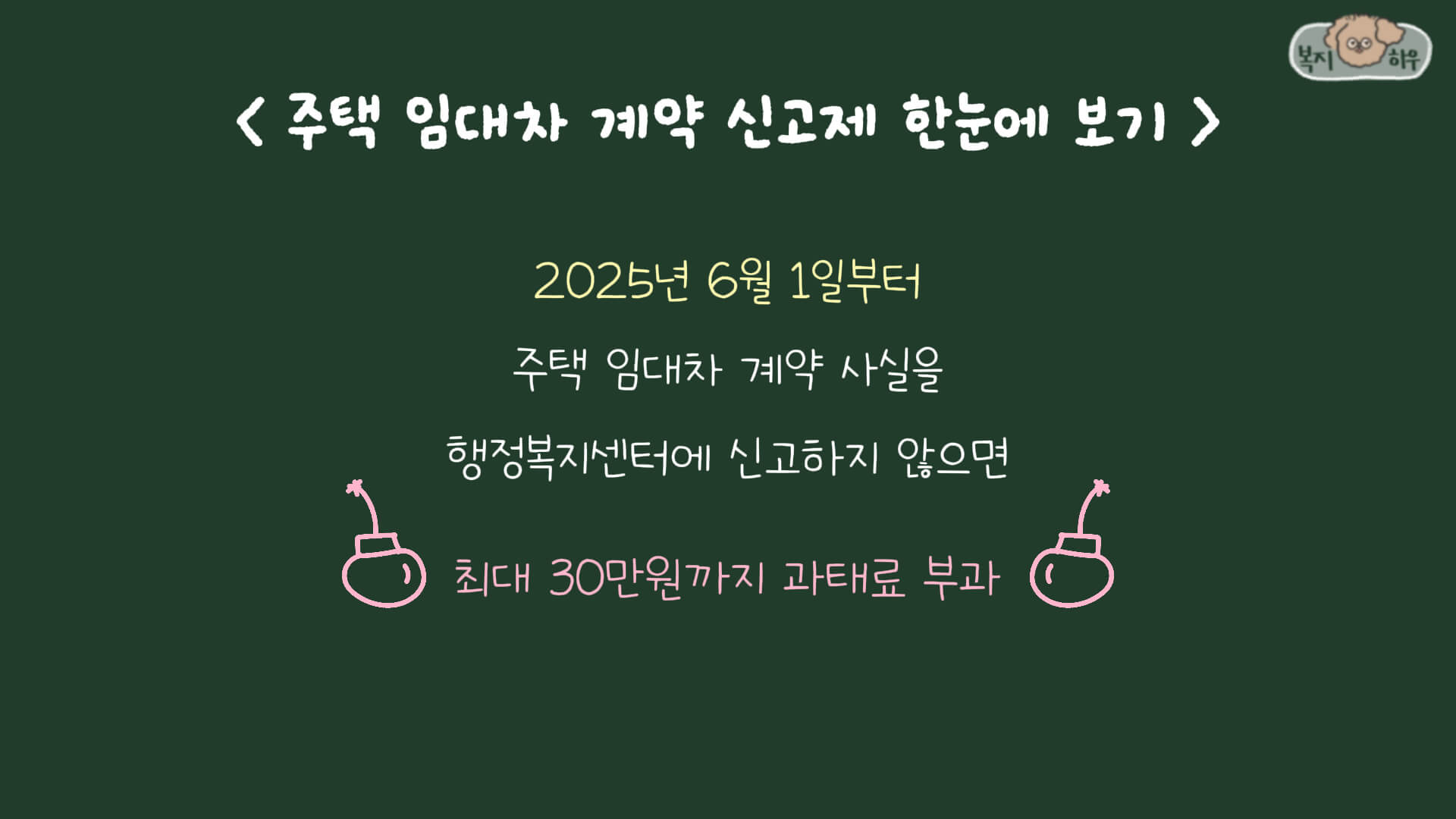 2025년 6월부터 주택 임대차 계약 신고를 하지 않으면 최대 30만 원의 과태료가 부과된다.