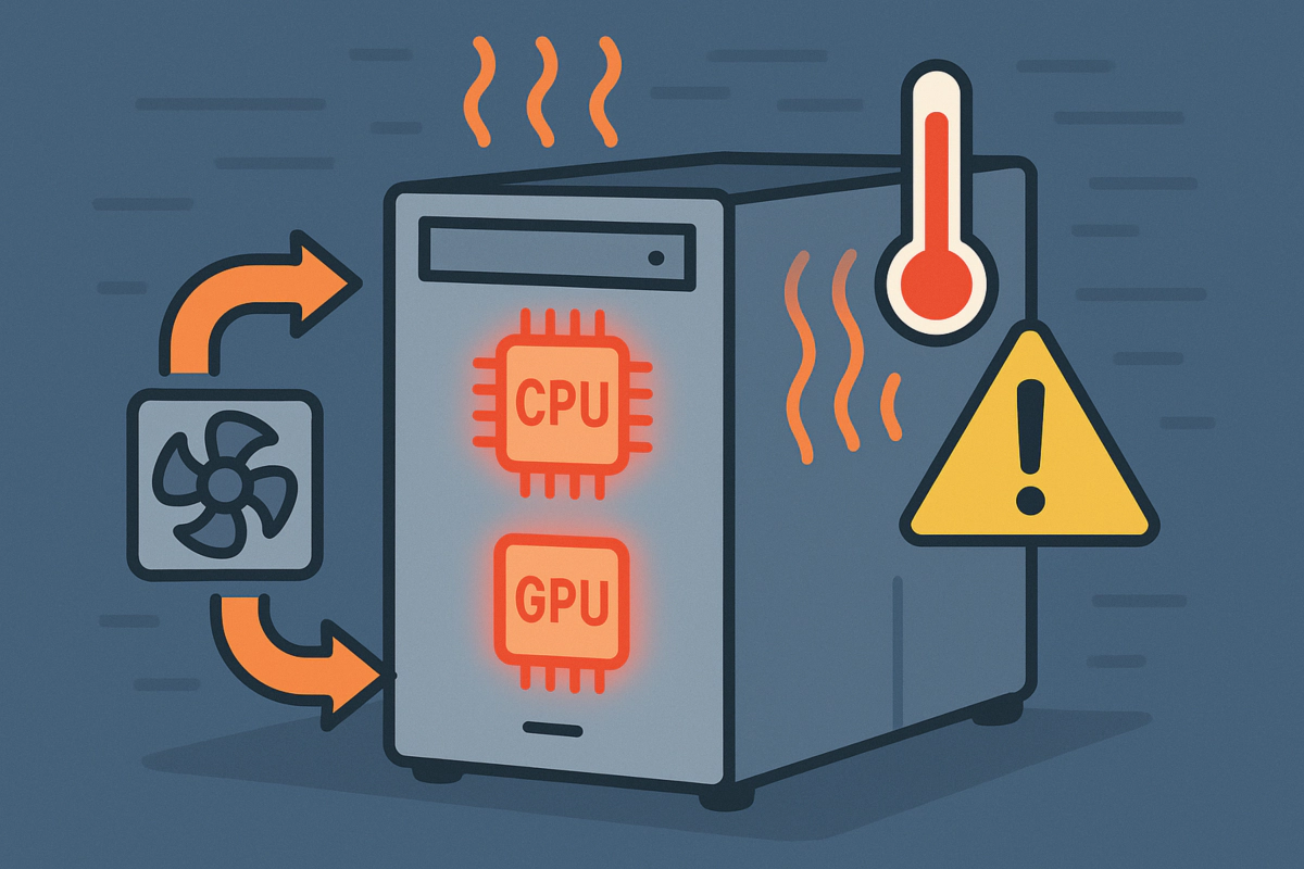 CPU와 GPU 과열로 경고가 표시된 데스크톱 PC