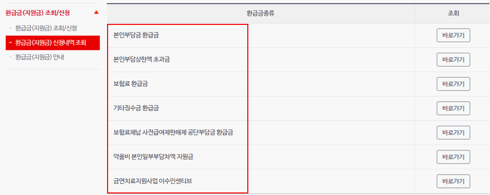 환급금 신청내역