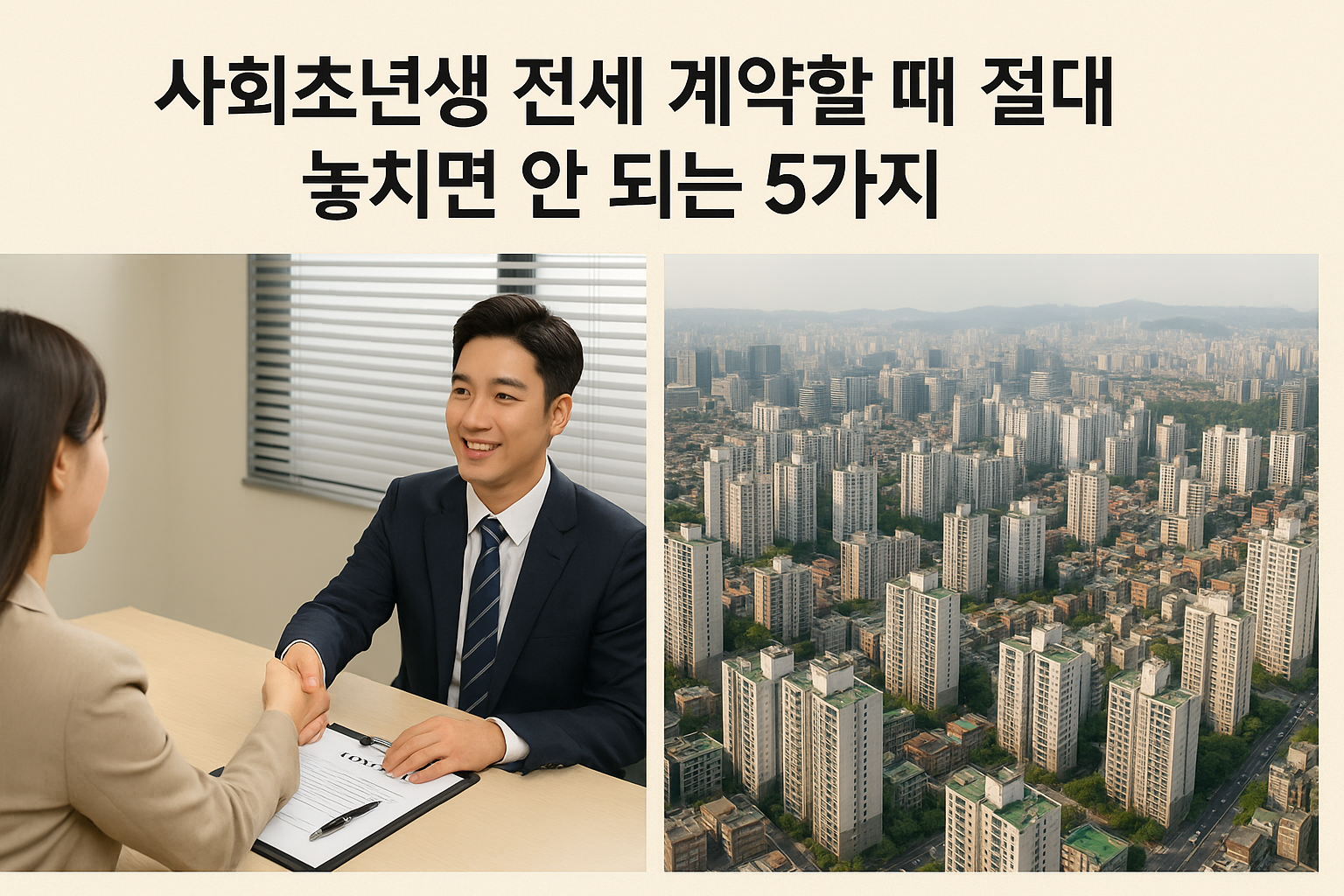 사회초년생 전세 계약할 때 절대 놓치면 안 되는 5가지