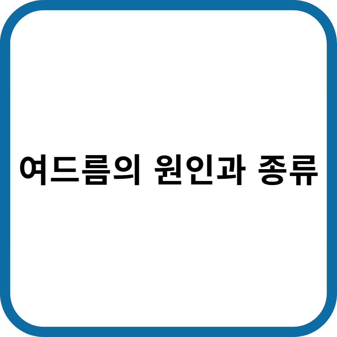 여드름의 원인과 종류