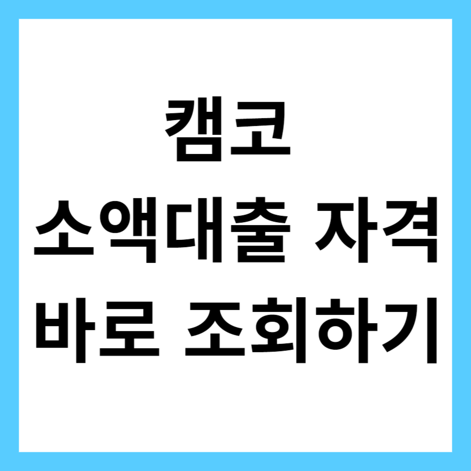 캠코 소액대출 자격