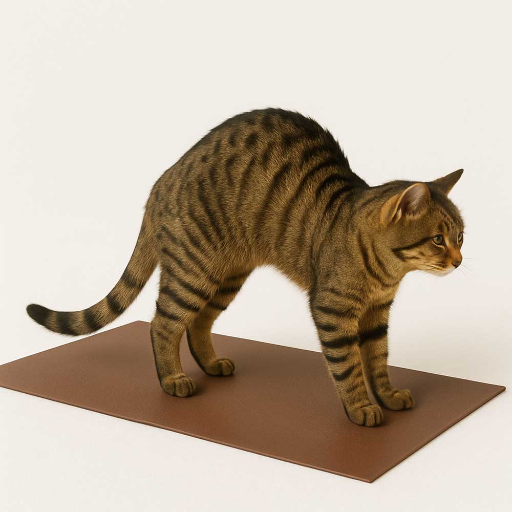 네 발로 엎드려 등을 동그랗게 말아 올린 고양이 자세