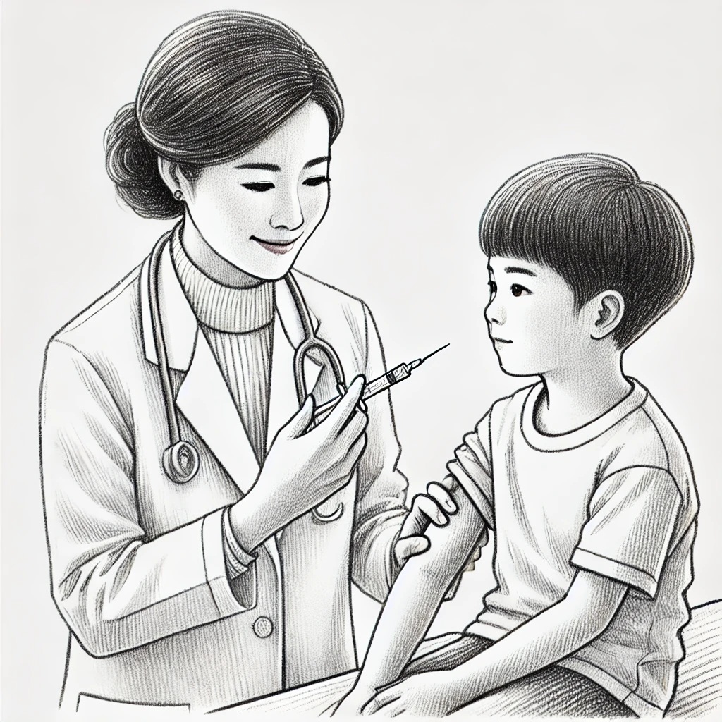 성호르몬 억제 주사를 투여하는 의사 이미지