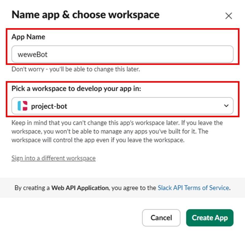 name app & workspace