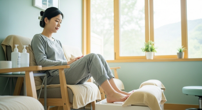 자연스럽게 발톱을 말리는 모습