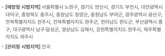 유형별 시범사업 지역 안내