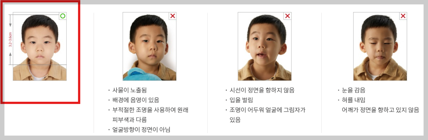 아기 여권 사진 규칙