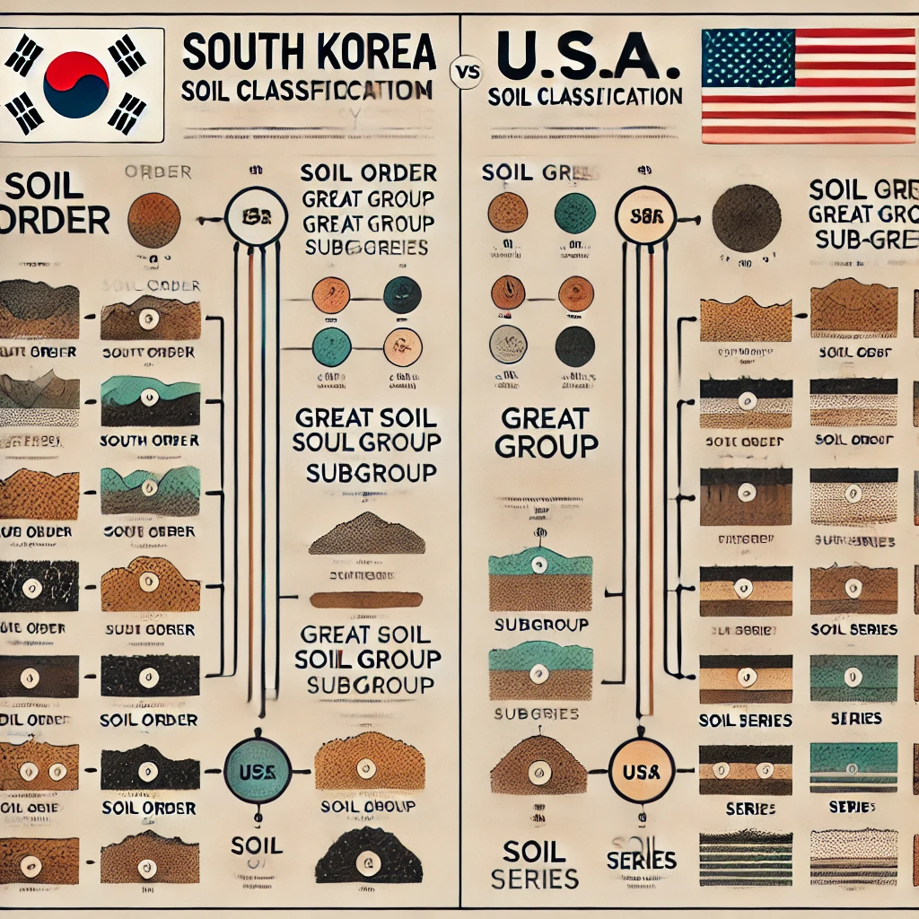 우리나라와 미국의 토양분류를 이미지화 하였습니다.