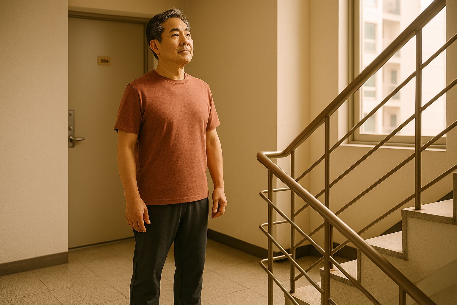 계단 운동으로 혈관 건강 관리하는 중장년층