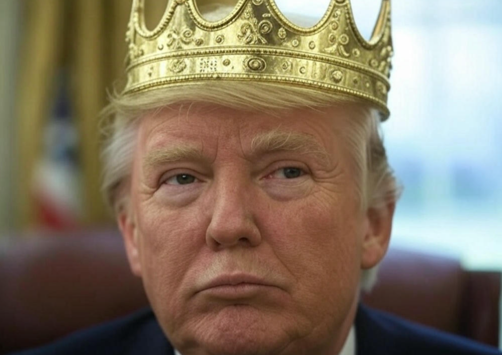트럼프 대통령이 왕관쓰고 있는 모습