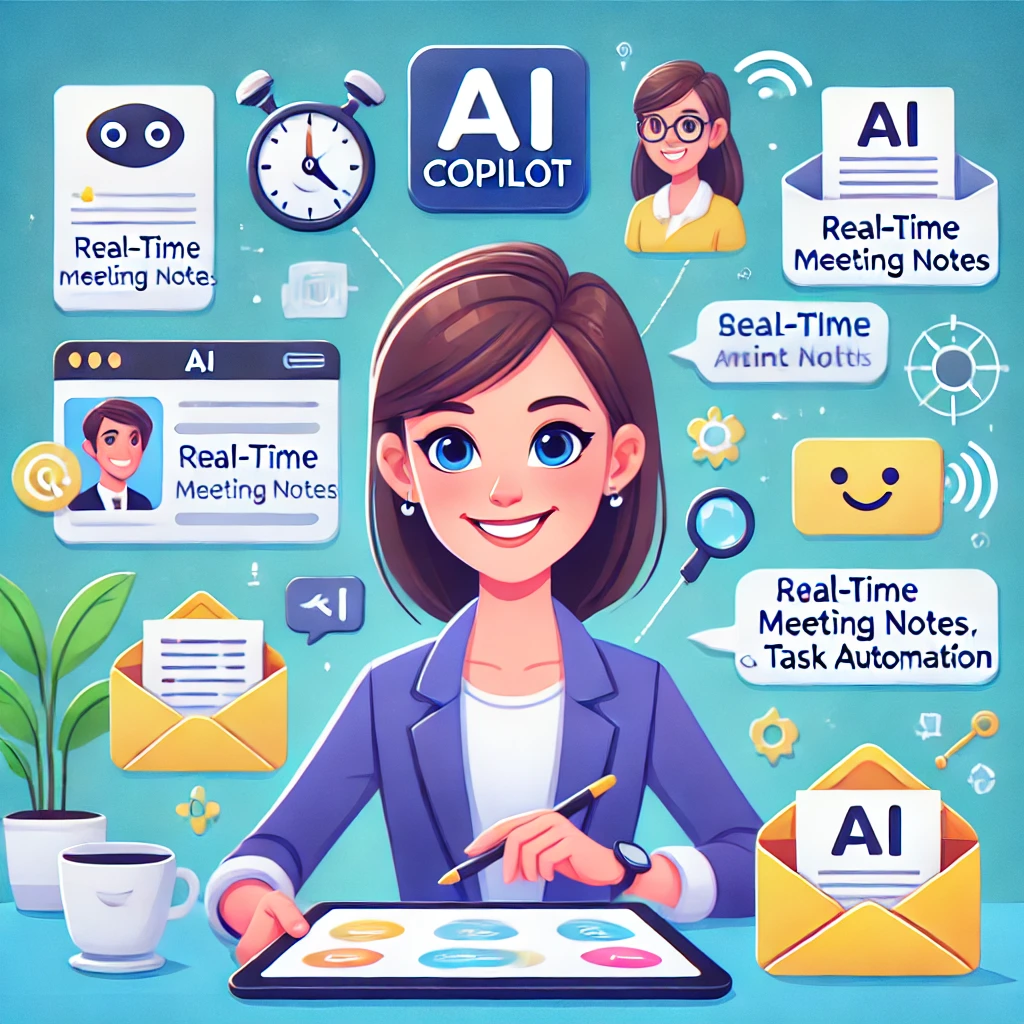 Illustration of a cheerful office worker