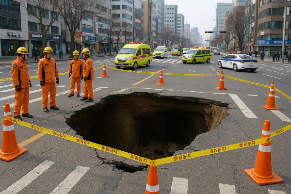 강동사거리 땅꺼짐 사고