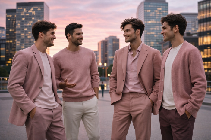 도시의 기본 컬러로 안착한 더스티 핑크 남성복 트렌드 미래 전망.