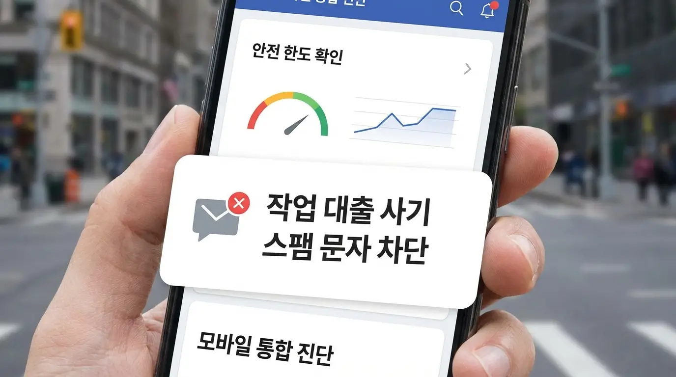 모바일 통합 진단 앱 안전 한도 확인 및 작업 대출 사기 스팸 문자 차단