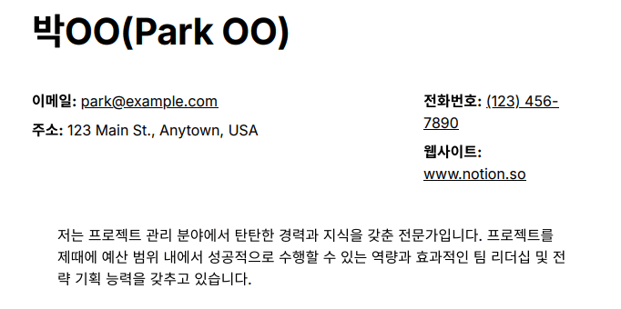 Notion 포트폴리오 예시 이미지