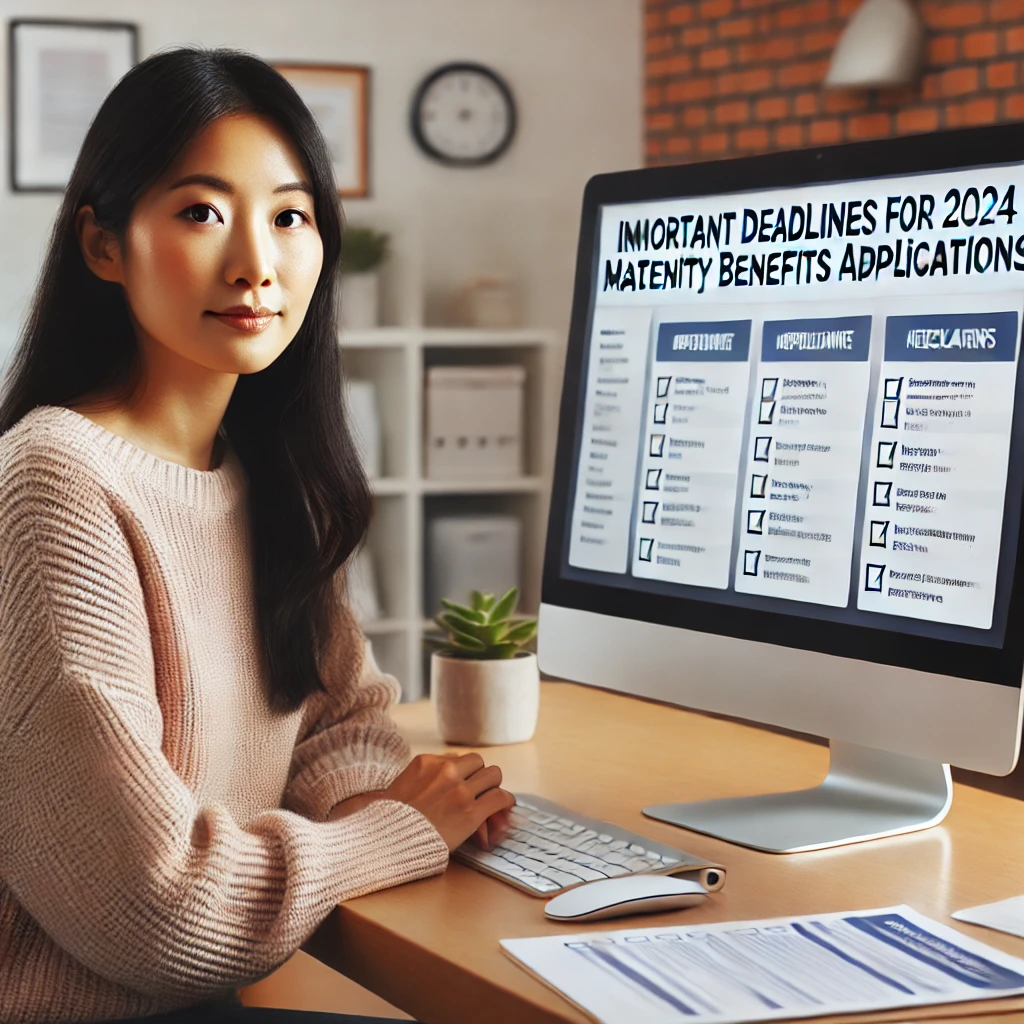 출산급여 신청 마감 기한을 확인하는 여성