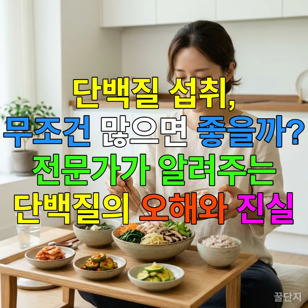 건강한 식사를 준비하는 한국 여성, 단백질과 채소가 균형 잡힌 식단