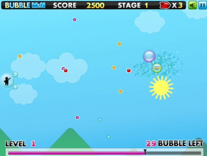 미사일을-발사하여-버블-몬스터를-처치하는-화면