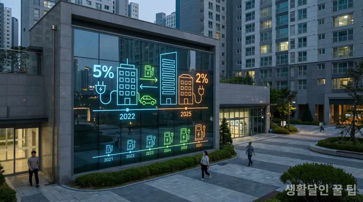 친환경자동차법에 따른 아파트 전기차 충전시설 설치 의무 규정 그래픽