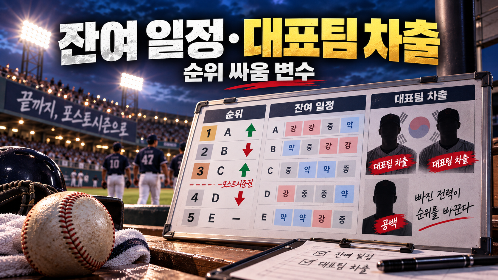 잔여 일정과 대표팀 차출에 갈리는 순위 싸움