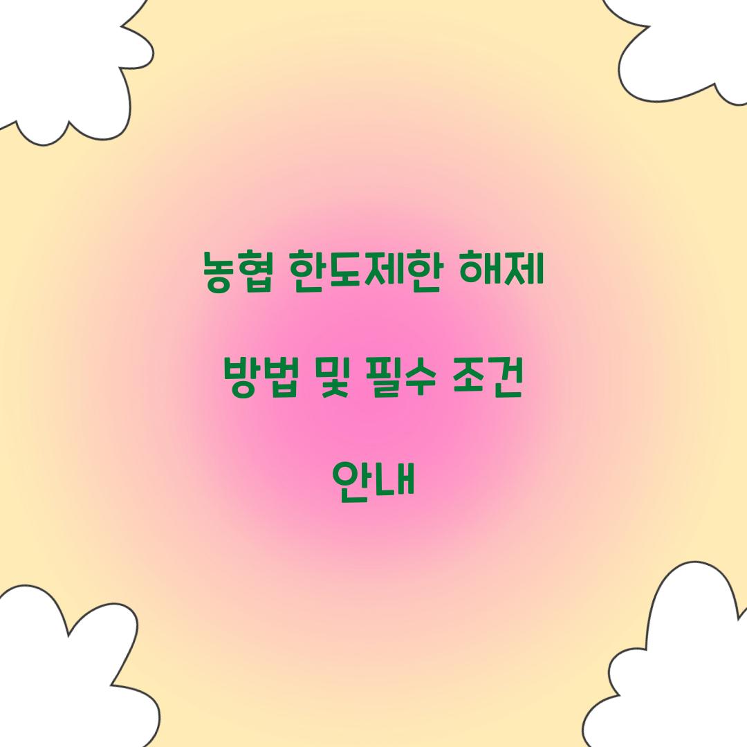 농협 한도제한 해제 방법