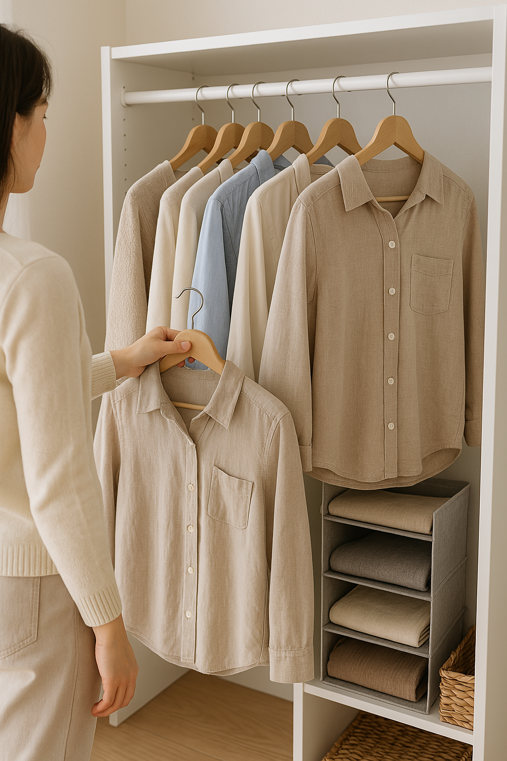 구김 없는 셔츠 보관법, 옷걸이를 활용한 옷장 정리 방법 소개 이미지