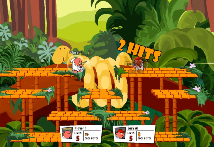 건메이헴2-2인용-플래시게임-플레이-상대방에게-연발-2번을-맞추는-화면