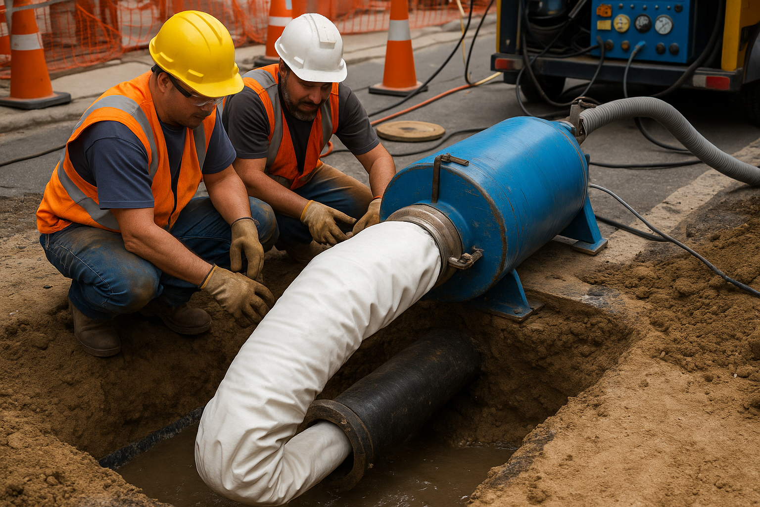 상수도관 갱생 관련 사진