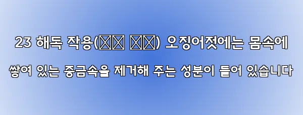  23 해독 작용(解毒 作用) 오징어젓에는 몸속에 쌓여 있는 중금속을 제거해 주는 성분이 들어 있습니다
