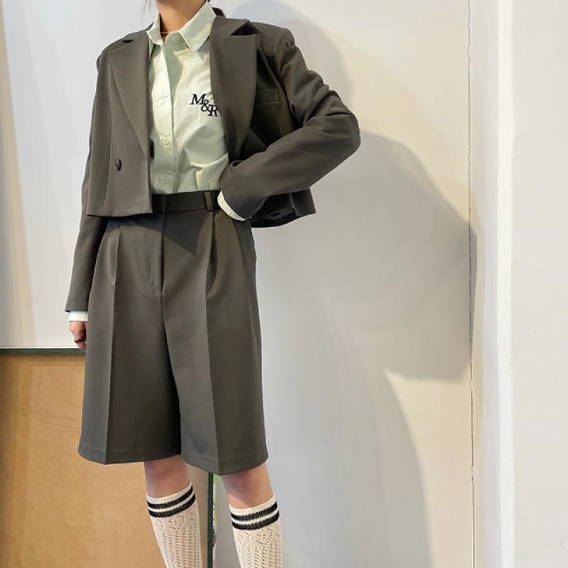 여자 봄 셋업 버뮤다 반바지 수트 세트 idu