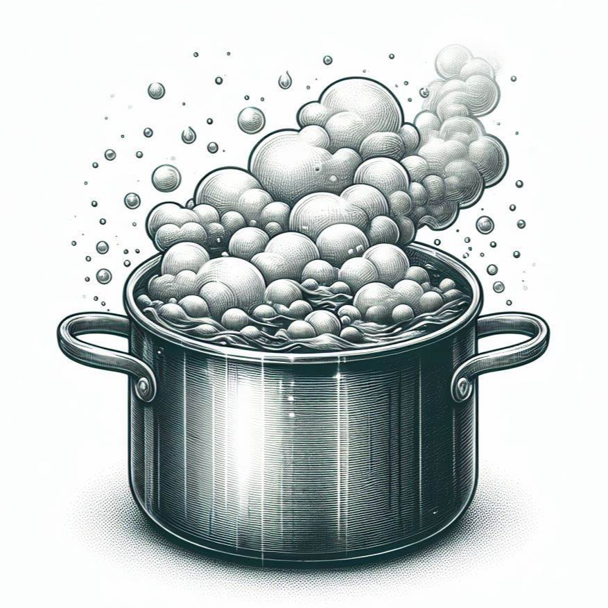 냄비 속 끓는 물