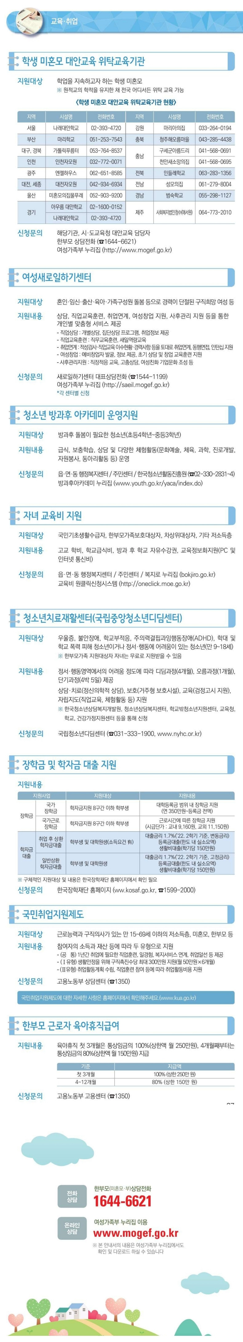 청소년 한부모의 학업과 취업을 동시에 지원하는 맞춤형 직업훈련 제도