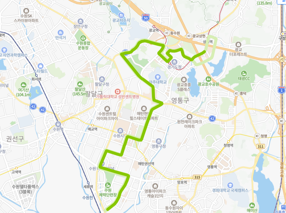 수원-용인-80번-버스-노선-지도