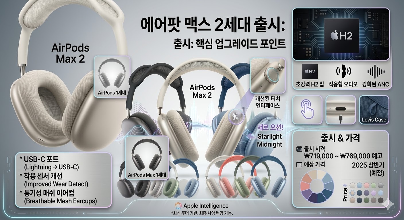 에어팟 맥스 2세대 출시 업그레이드 된 부분 스펙사양 가격