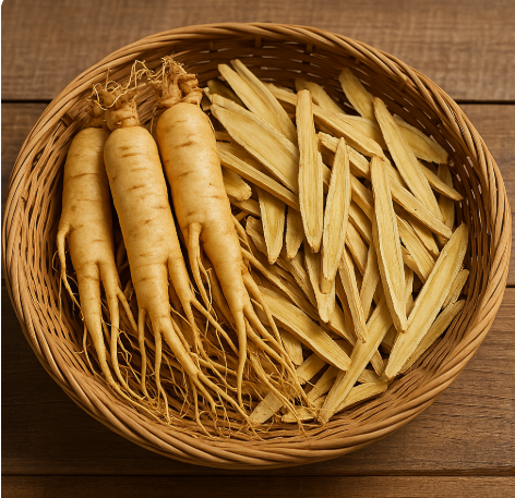 충청도 식물 특산품 인삼과 황기 사진