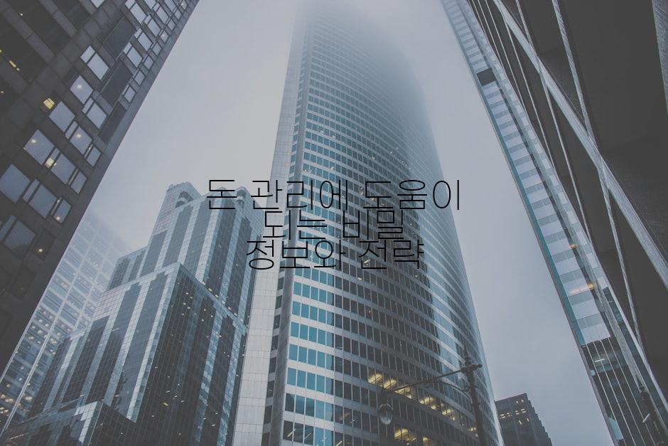돈 관리에 도움이 되는 비밀 정보와 전략