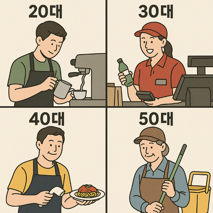 연령대별 알바하는 모습