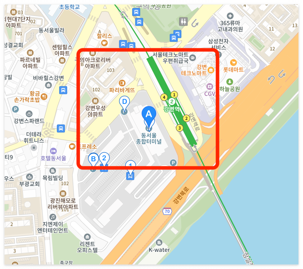 동서울터미널 시간표 시외버스 고속버스 종합버스 예매 주차장 전화번호