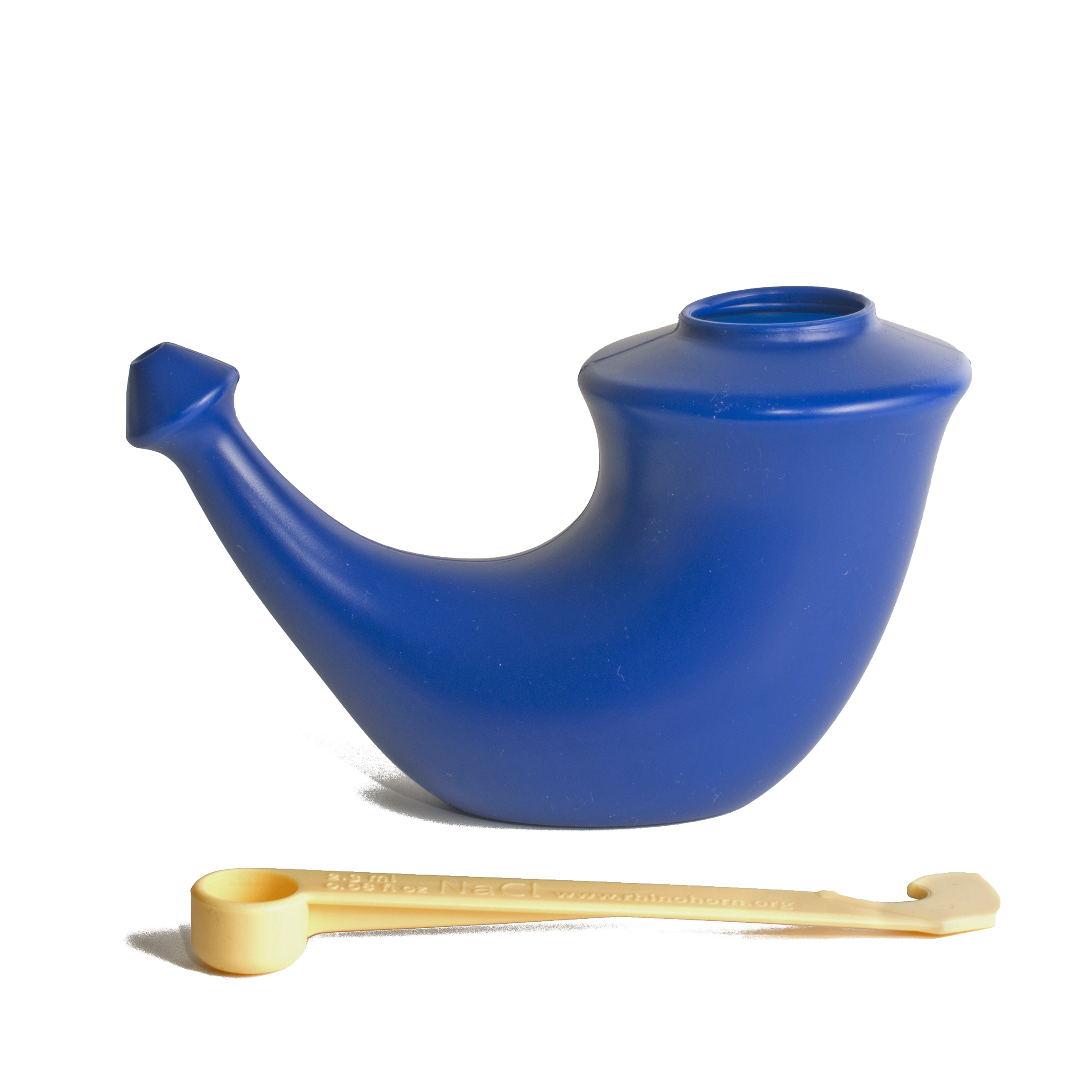Neti Pot 네티팟 사진. 파란색 뿔 모양으로 생겼다