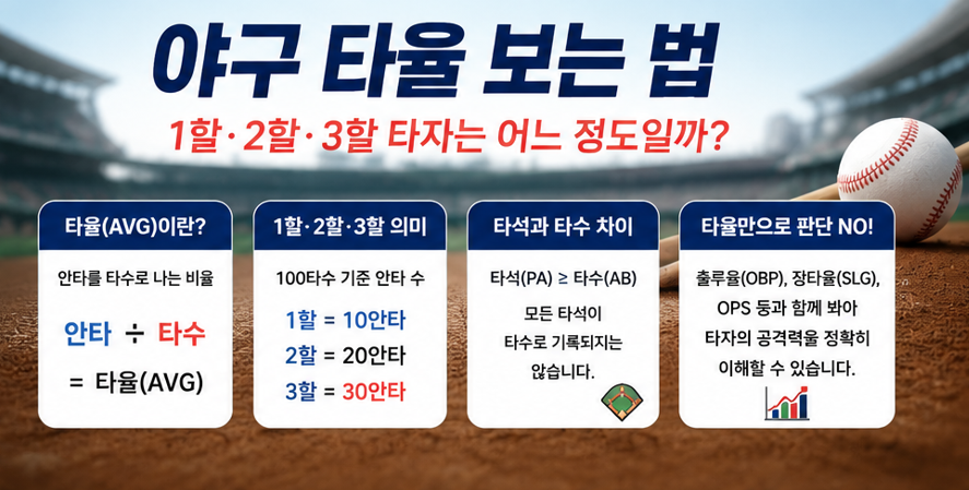 야구 타율 보는 법|1할·2할·3할 타자는 어느 정도일까?