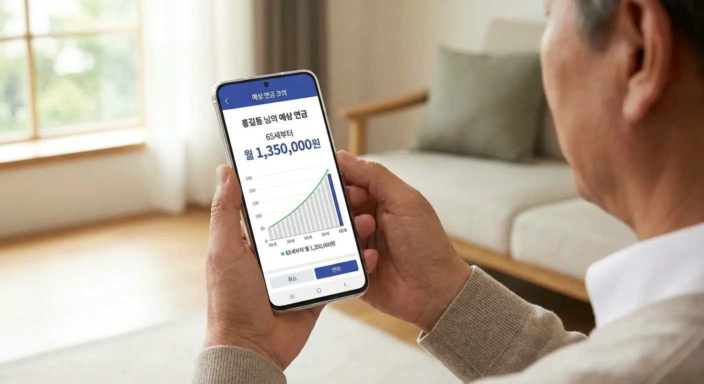 국민연금 예상수령액 조회 화면