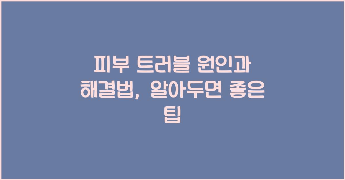 피부 트러블 원인