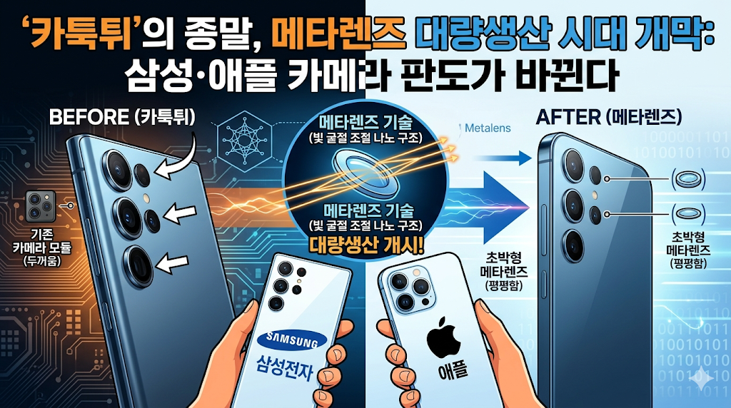 메타렌즈 대량생산 시대 개막: '카툭튀'의 종말, 삼성·애플 카메라 판도가 바뀐다