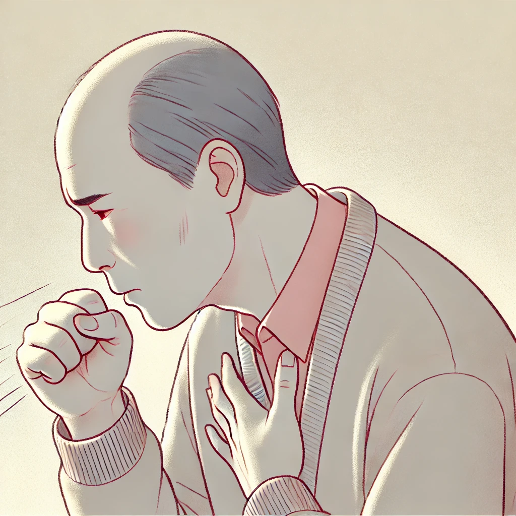 기침하는 성인남성