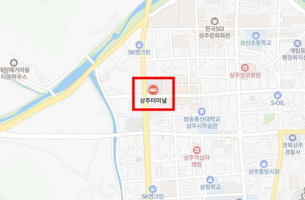 상주고속버스터미널 위치지도